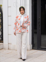 کت آفتابگردان طوسی نارنجی