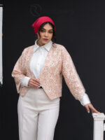 کراپ کت آویز کرم صورتی